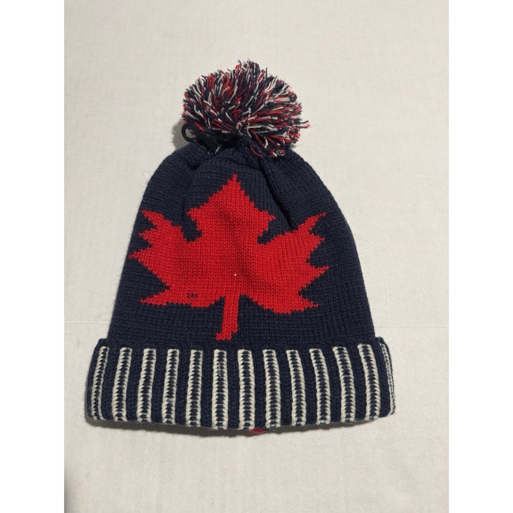 Canadian Maple Leaf Beanie w/Fuzzy Ball on Top, NWOT